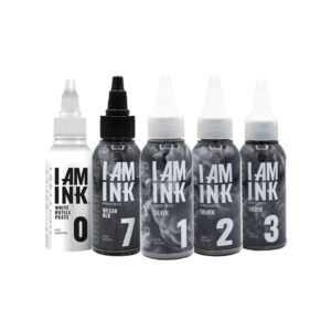 Tattoo Ink Set - Silverwash 1,2,3, Black 7 and White